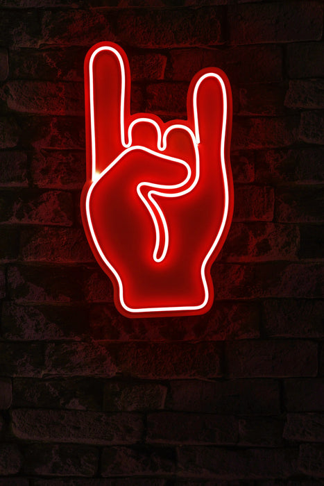 Decoratiune LED Asi Home Rock N Roll Sign - Rosu, 25 x 44 x 3 cm