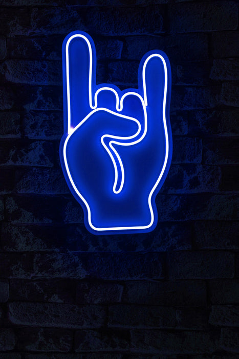 Decoratiune LED Asi Home Rock N Roll Sign - Albastru, 25 x 44 x 3 cm