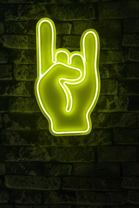 Decoratiune LED Asi Home Rock N Roll Sign - Galben, 25 x 44 x 3 cm