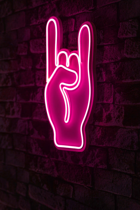 Decoratiune LED Asi Home Rock N Roll Sign - Roz, 25 x 44 x 3 cm