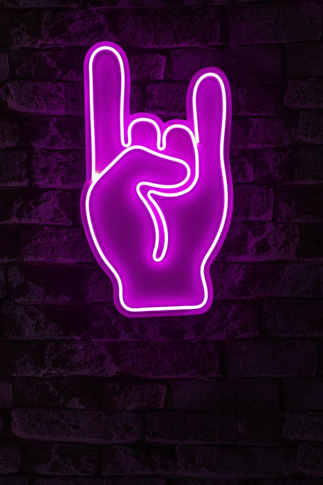 Decoratiune LED Asi Home Rock N Roll Sign - Roz, 25 x 44 x 3 cm