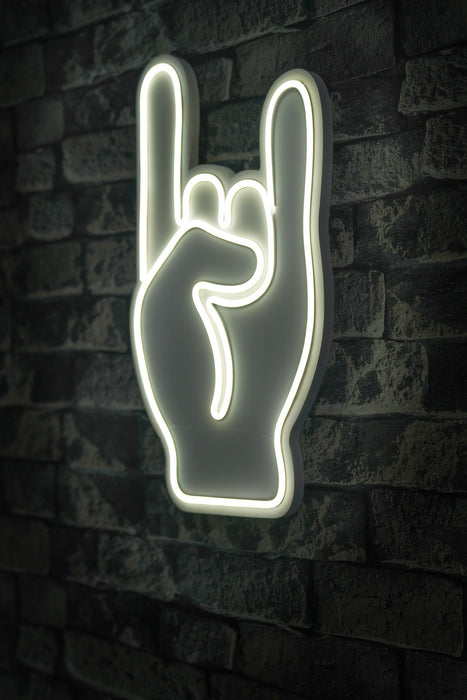 Decoratiune LED Asi Home Rock N Roll Sign - Alb, 25 x 44 x 3 cm