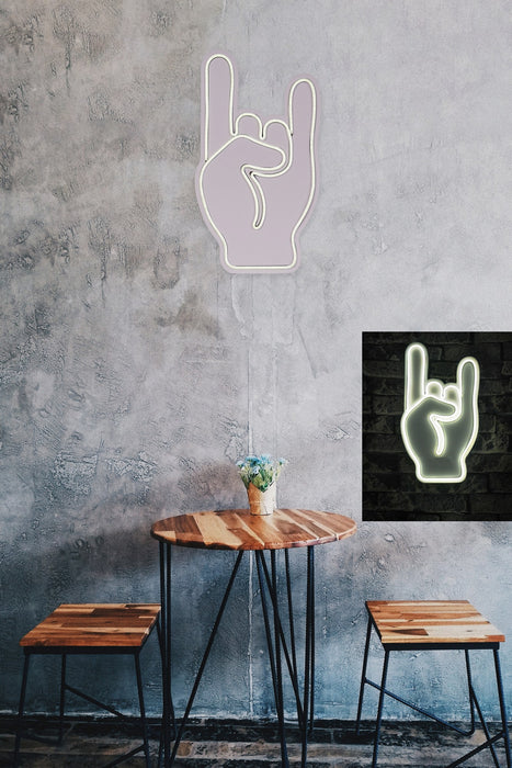 Decoratiune LED Asi Home Rock N Roll Sign - Alb, 25 x 44 x 3 cm