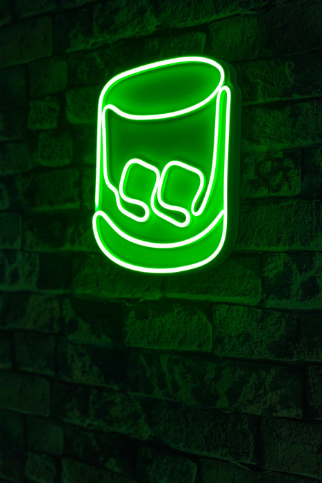 Decoratiune LED Asi Home Whiskey Old Fashioned - Verde, 24 x 28 x 3 cm