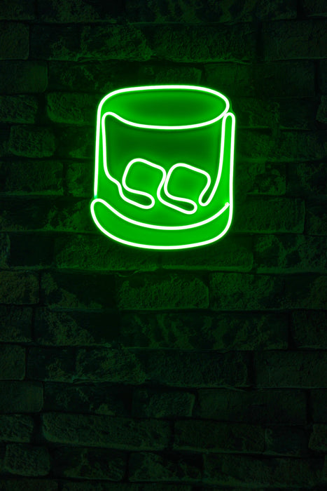 Decoratiune LED Asi Home Whiskey Old Fashioned - Verde, 24 x 28 x 3 cm