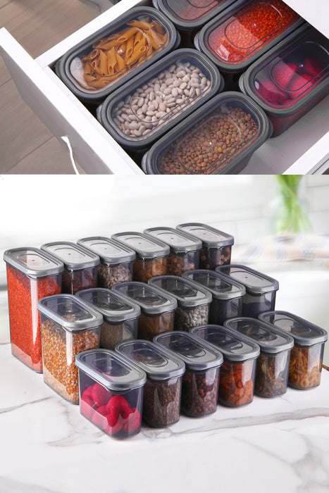 Set de Cutii pentru Depozitoare 18 Piese, Gri, AKY - Maxi