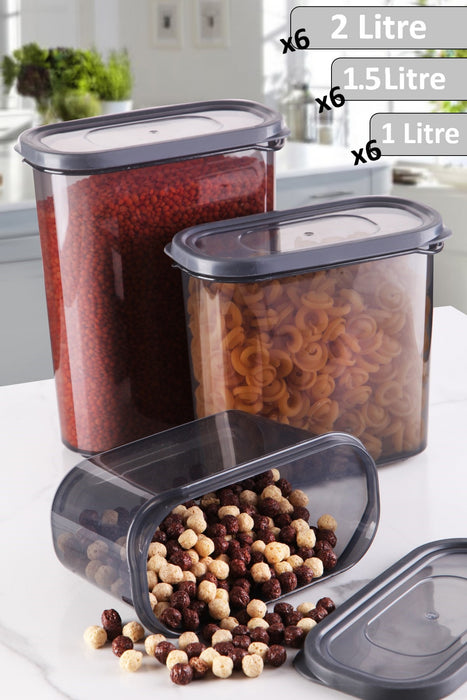 Set de Cutii pentru Depozitoare 18 Piese, Gri, AKY - Maxi