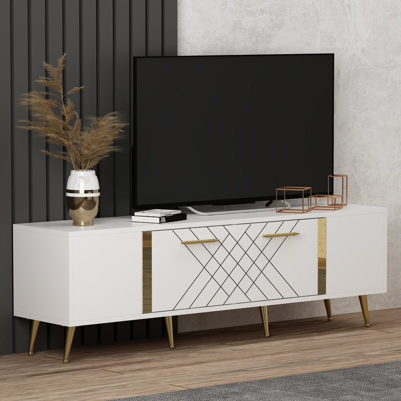 Comoda TV Asi Home Detas - White, Gold, Alb/
Auriu, 150 x48 x35 cm