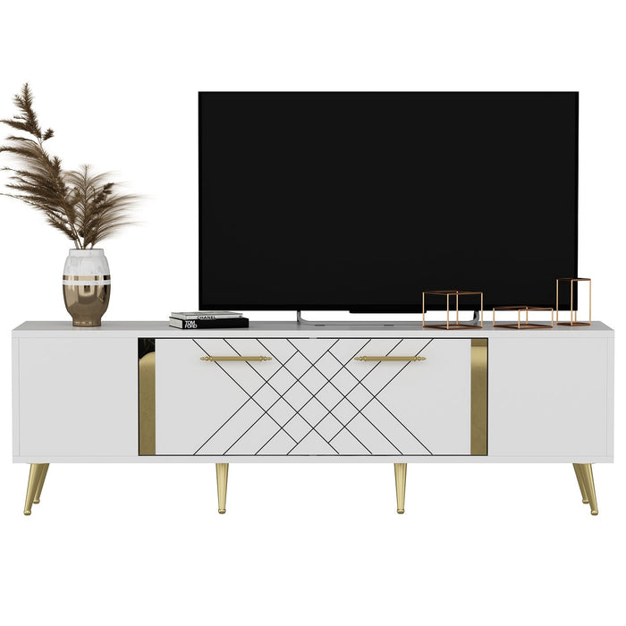 Comoda TV Asi Home Detas - White, Gold, Alb/
Auriu, 150 x48 x35 cm
