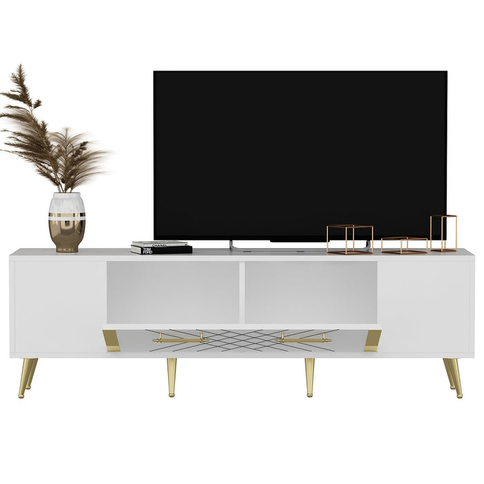 Comoda TV Asi Home Detas - White, Gold, Alb/
Auriu, 150 x48 x35 cm