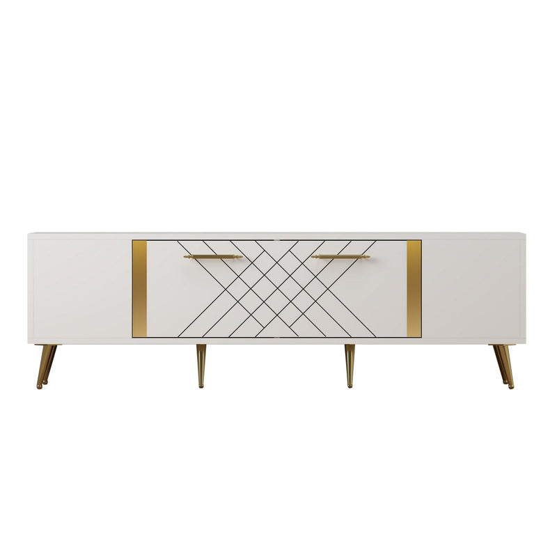 Comoda TV Asi Home Detas - White, Gold, Alb/
Auriu, 150 x48 x35 cm