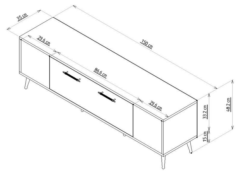 Comoda TV Asi Home Detas - White, Gold, Alb/
Auriu, 150 x48 x35 cm