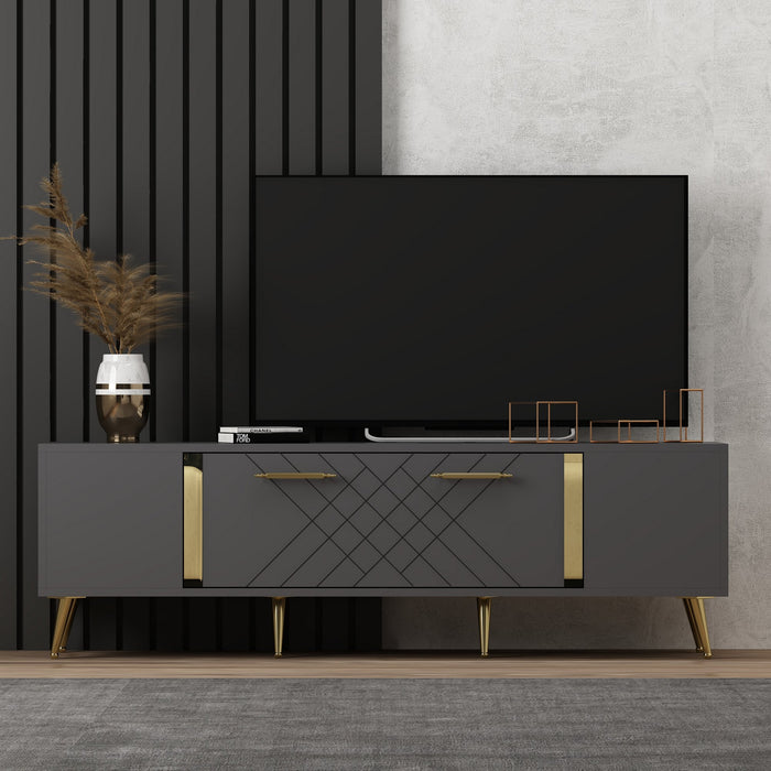 Comoda TV Asi Home Detas - Anthracite, Gold, Antracit/
Auriu, 150 x48 x35 cm