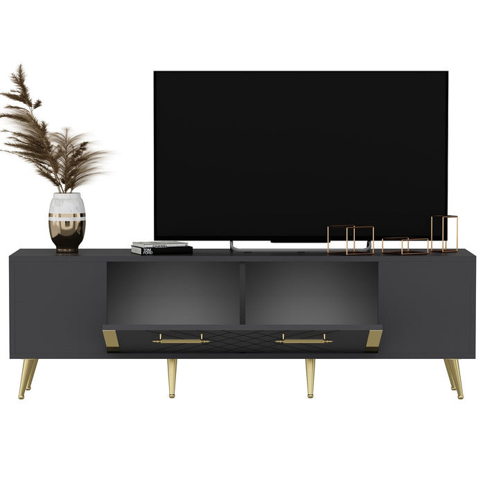 Comoda TV Asi Home Detas - Anthracite, Gold, Antracit/
Auriu, 150 x48 x35 cm