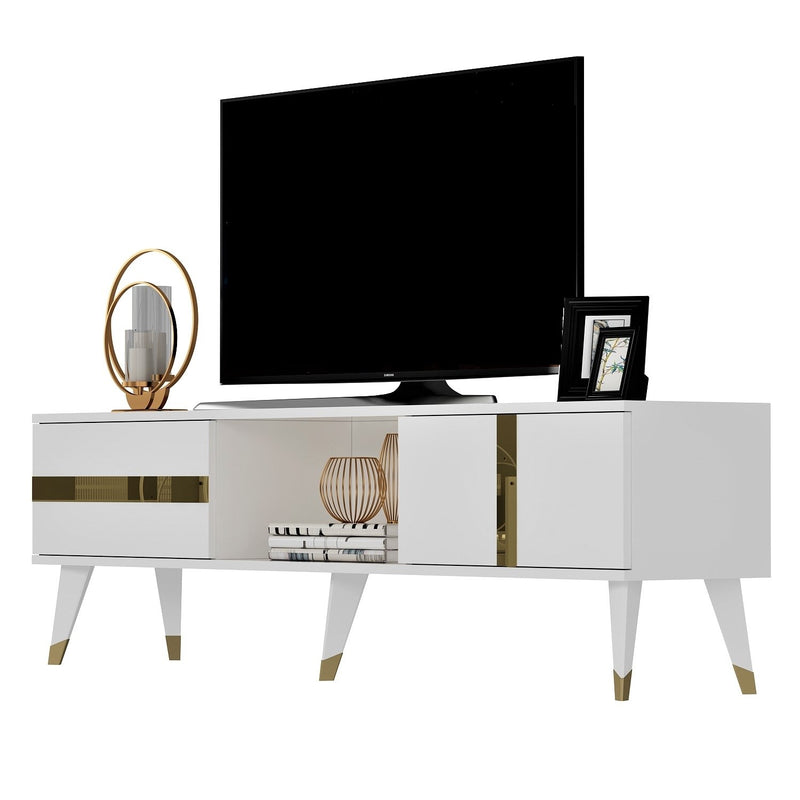 Comoda TV Asi Home Vania, 150 cm x 50 cm x 30 cm, Alb,
Auriu