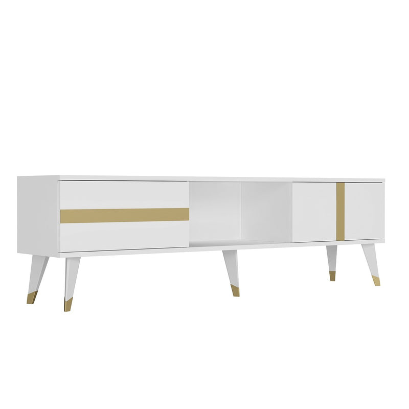 Comoda TV Asi Home Vania, 150 cm x 50 cm x 30 cm, Alb,
Auriu