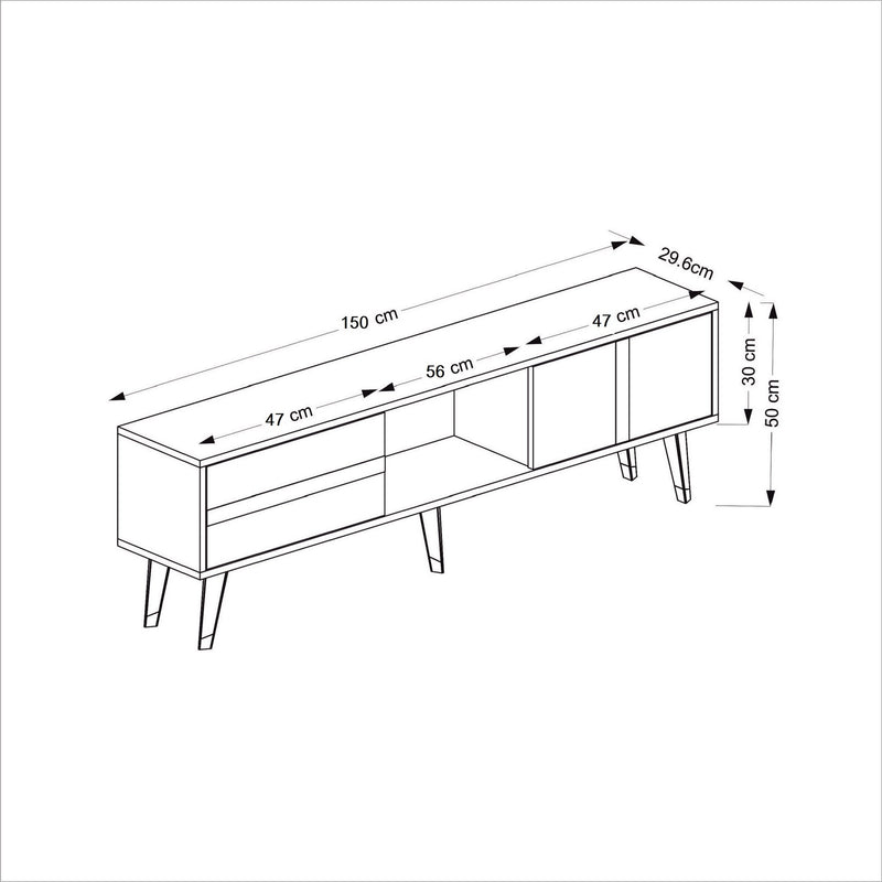 Comoda TV Asi Home Vania, 150 cm x 50 cm x 30 cm, Alb,
Auriu