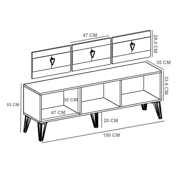 Comoda TV Asi Home Zenon, 150 cm x 53 cm x 35 cm, Nuc,
Negru