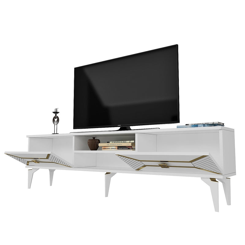 Comoda TV Asi Home Yumedi, 150 cm x 50 cm x 30 cm, Alb, Auriu