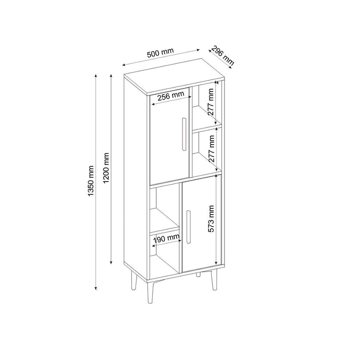 Dulap multifunctional Asi Home Leni - Sapphire Oak, White,  Stejar/
Alb, 50 x135 x30 cm