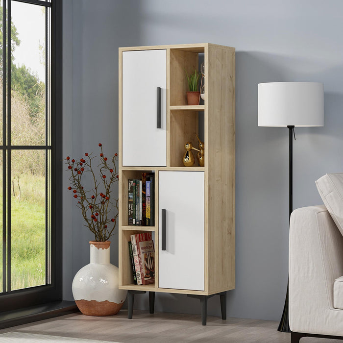 Dulap multifunctional Asi Home Leni - Sapphire Oak, White,  Stejar/
Alb, 50 x135 x30 cm