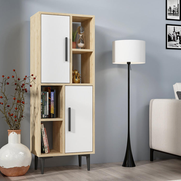 Dulap multifunctional Asi Home Leni - Sapphire Oak, White,  Stejar/
Alb, 50 x135 x30 cm