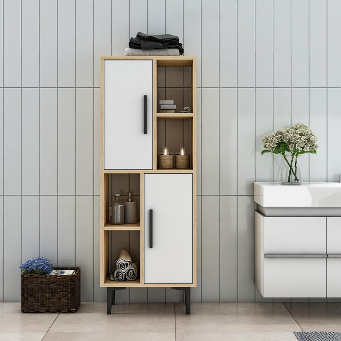 Dulap multifunctional Asi Home Leni - Sapphire Oak, White,  Stejar/
Alb, 50 x135 x30 cm