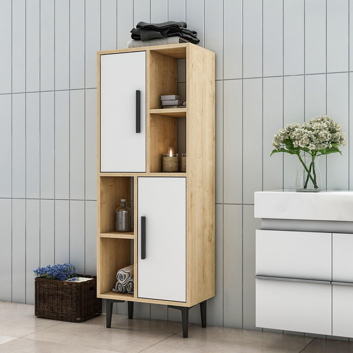 Dulap multifunctional Asi Home Leni - Sapphire Oak, White,  Stejar/
Alb, 50 x135 x30 cm