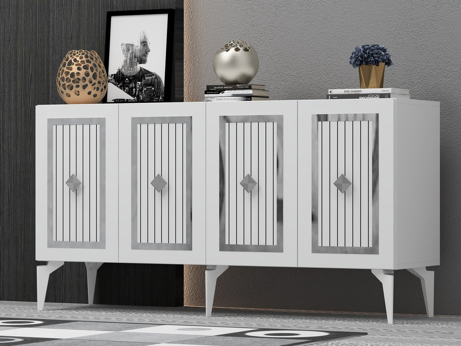 Consola Asi Home Nora - White, Silver, Alb/
Argintiu, 150 x79 x40 cm