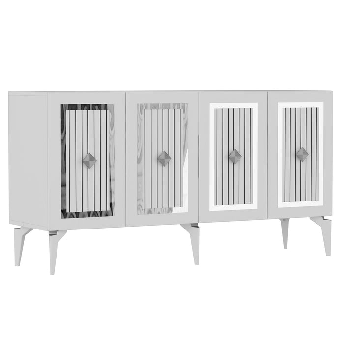 Consola Asi Home Nora - White, Silver, Alb/
Argintiu, 150 x79 x40 cm