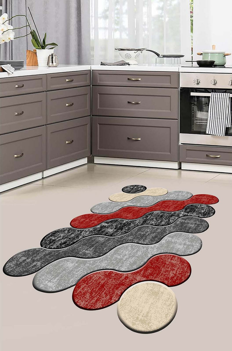 Covor Bucatarie Asi Home Circle, 60 x 100cm, Poliester, Multicolor