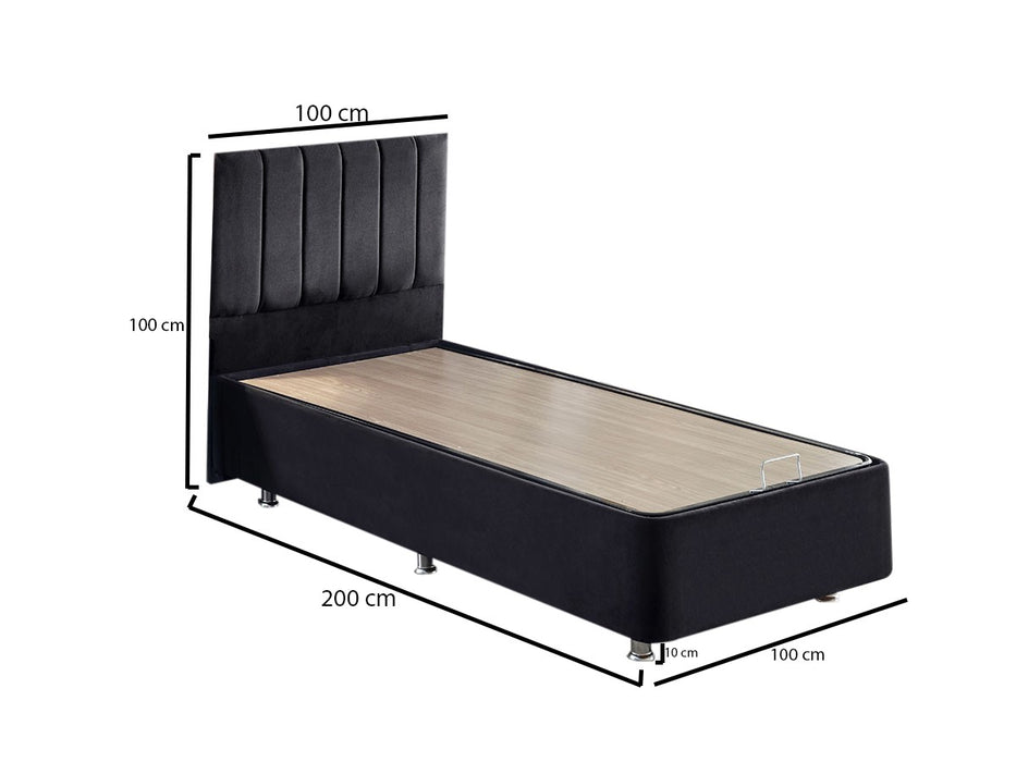 Pat Single Asi Home Ela Single - Black (100 x 200), Negru, 100x38x200/100x100x5cm