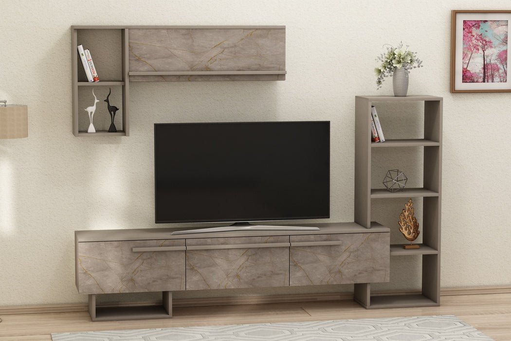 Comoda TV Asi Home Mega, 209 cm,  120 cm x 123 cm,  62 cm  x 28 cm,  22 cm, Maro