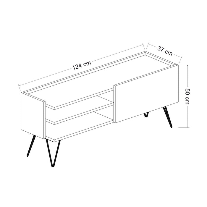 Comoda TV Asi Home Aral, 124 cm x 50 cm x 37 cm, Nuc,
Negru