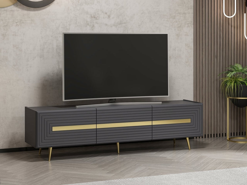 Comoda TV Asi Home Jose, 180 cm x 49 cm x 42 cm, Antracit,
Auriu