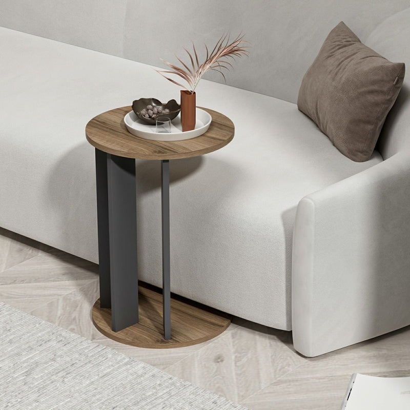 Masuta de Cafea Laterala Asi Home Ema, 34 cm x 64 cm x 34 cm, Nuc, Antracit