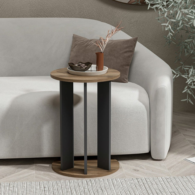Masuta de Cafea Laterala Asi Home Ema, 34 cm x 64 cm x 34 cm, Nuc, Antracit