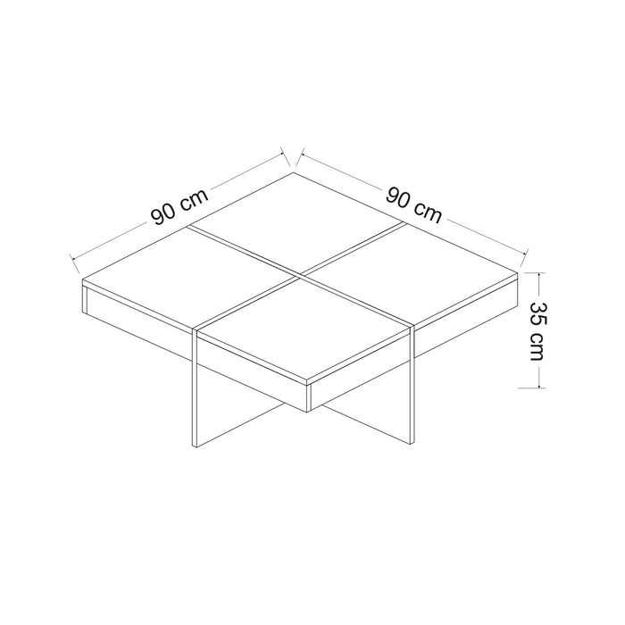 Masuta de Cafea Asi Home Diamond, 90 cm x 35 cm x 90 cm, Negru,
Auriu