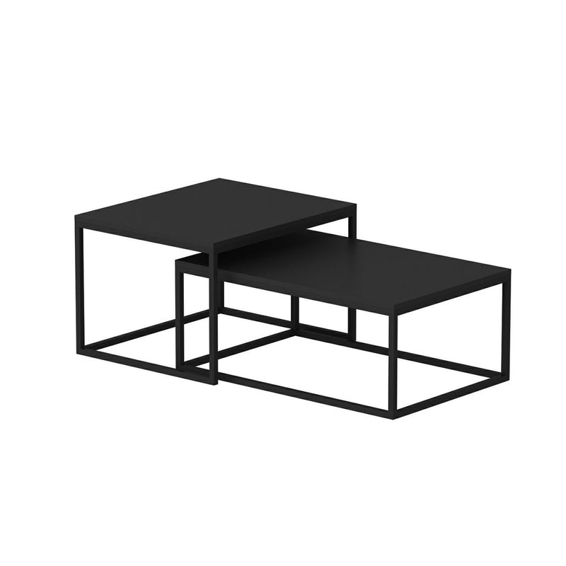 Set Masute Cafea 2 Piese Asi Home Leka, 60cmx47cmx45cm, 72 cmx37 cmx45cm, Negru