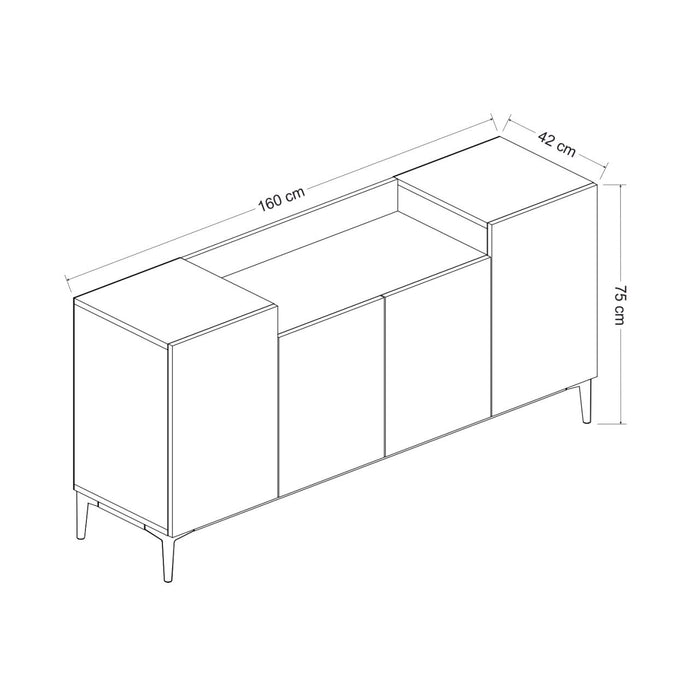 Consola Asi Home Ellaria, 160 cm x 75 cm x 42 cm, Nuc