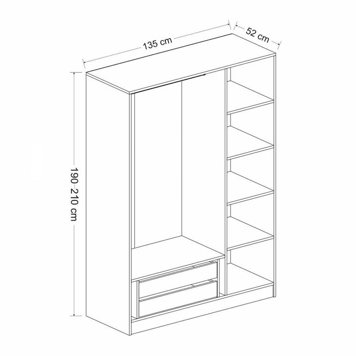 Dulap Asi Home Kale 3 Mebran Kapak 210 - White, Alb, 135 x210 x52 cm