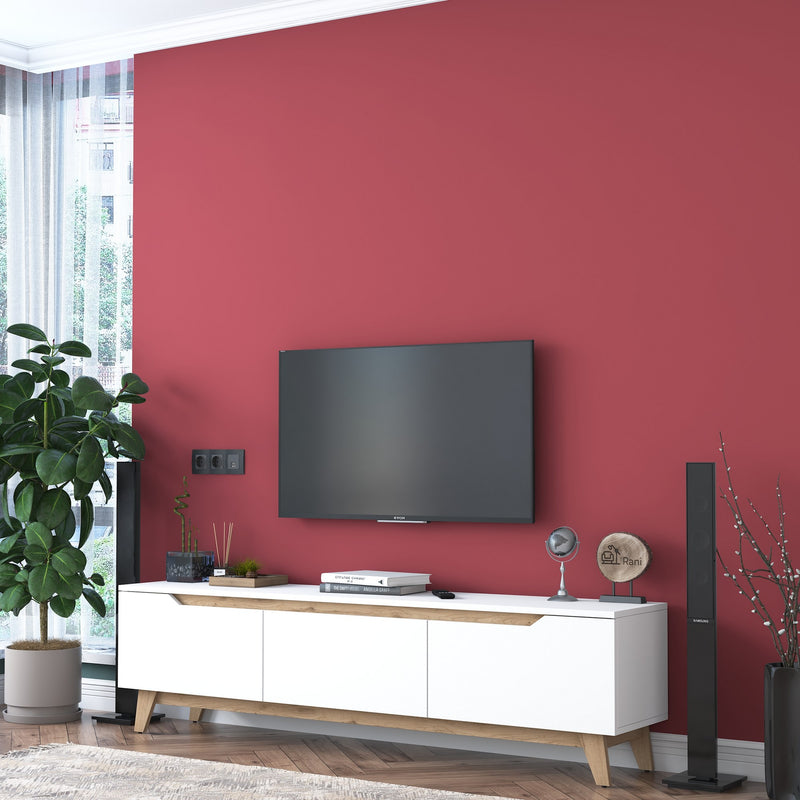Comoda TV Asi Home D1 - 2472, Alb/
Nuc, 180 x49 x35 cm