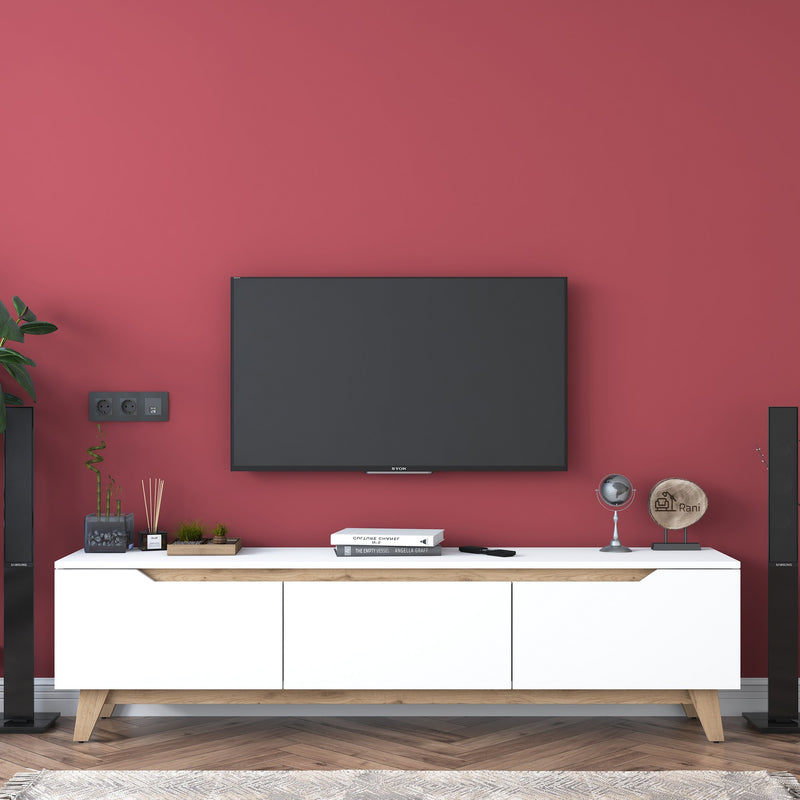Comoda TV Asi Home D1 - 2472, Alb/
Nuc, 180 x49 x35 cm