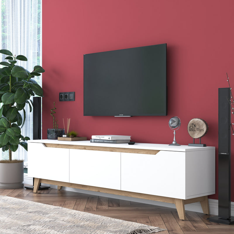 Comoda TV Asi Home D1 - 2472, Alb/
Nuc, 180 x49 x35 cm