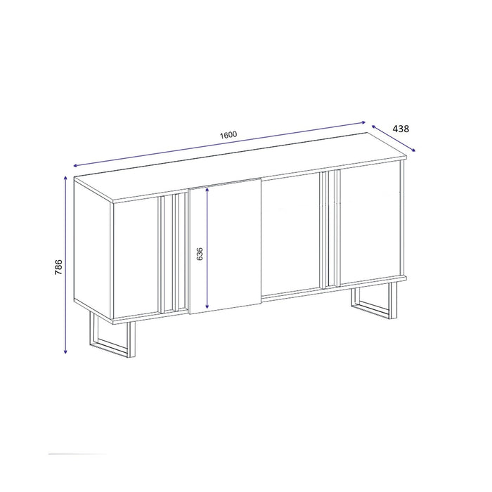 Consola Asi Home Deco - Walnut, Anthracite, Nuc/
Antracit, 160 x78 x44cm