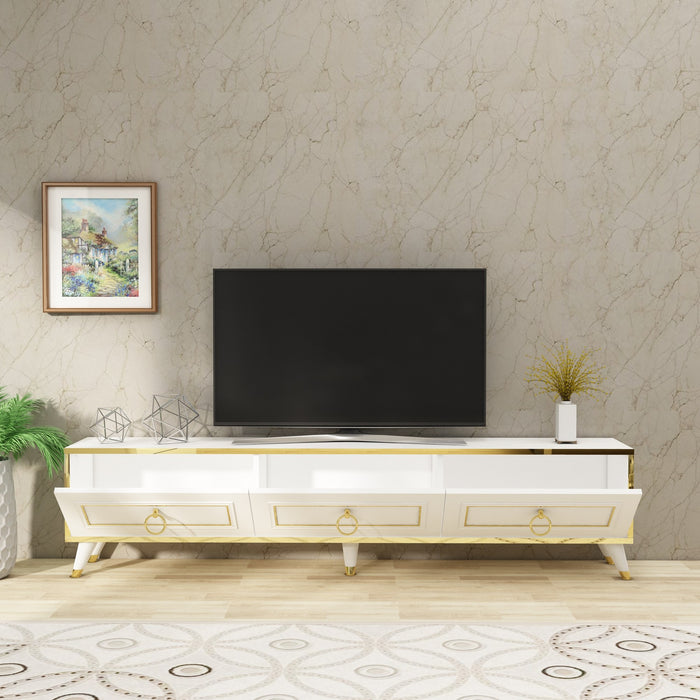 Comoda TV Asi Home Sona - White, Gold, Alb/
Auriu, 180 x45 x30 cm