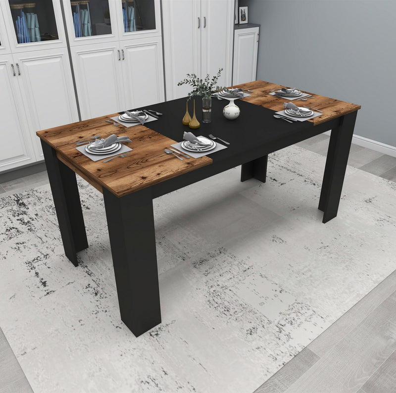 Masa Asi Home Line - Light Walnut, Black,  Nuc/
Negru, 160 x77 x 80cm