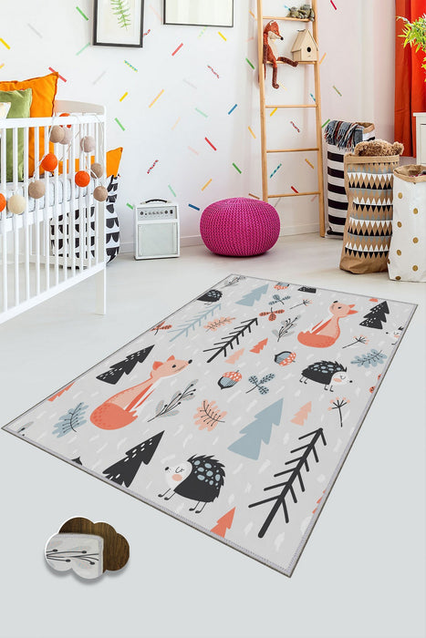 Covor Camera Copii Asi Home Cute Animals, 100 x 150cm, Poliester, Multicolor