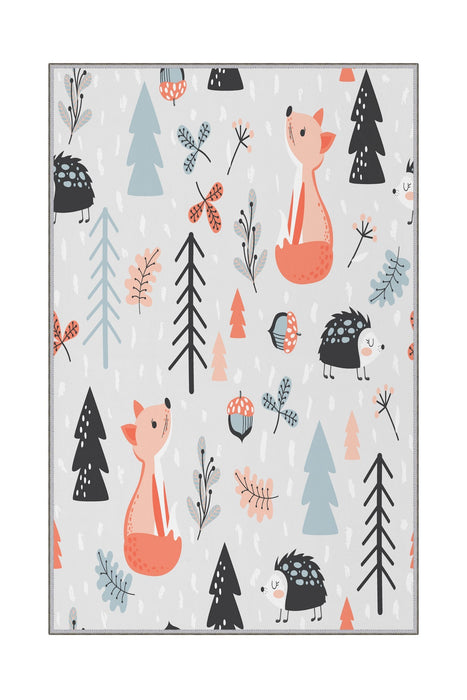 Covor Camera Copii Asi Home Cute Animals, 100 x 200cm, Poliester, Multicolor