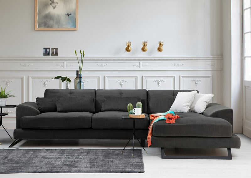 Coltar cu Sezlong Dreapta, Asi Home Frido,  L3+Chl, Antracit, 308  x 190 X92X100cm